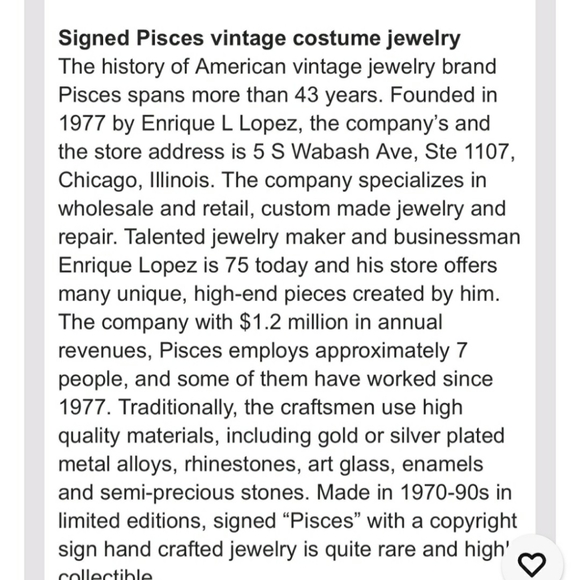 Vintage  ©️ Pisces Blue Glass pendant and Silvertone Brooch by Enrique L. Lopez - Picture 6 of 7